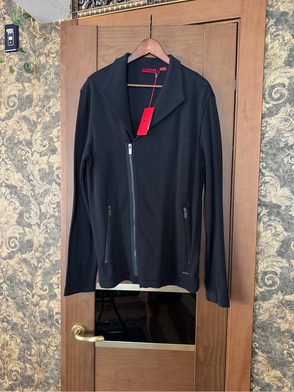 HUGO Black Lightweight Zip-Front Shirt Jacket